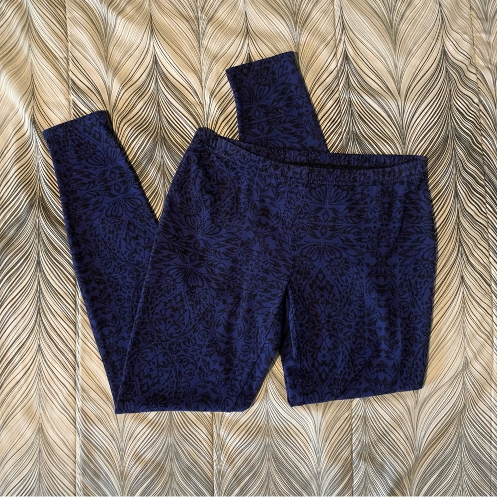 Womens S Blue Black Boho Leggings